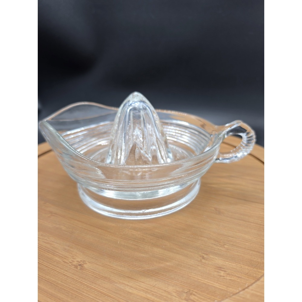 Vintage‎ Hazel Atlas Clear Glass Manual Orange Lemon Juicer w Handle